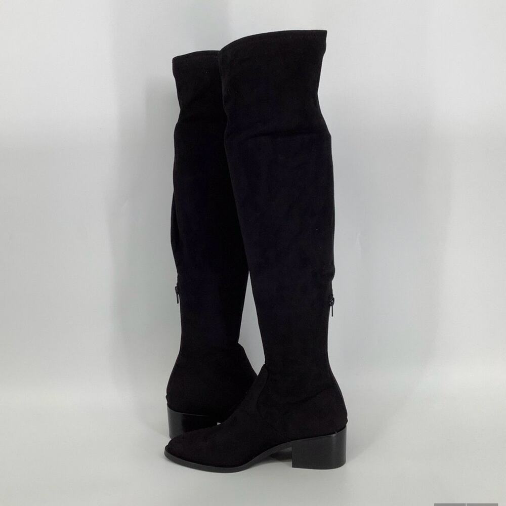 Steve Madden Size 8 M Black Georgette Over The Knee Boots Block Heels P1-25 - Picture 4 of 9